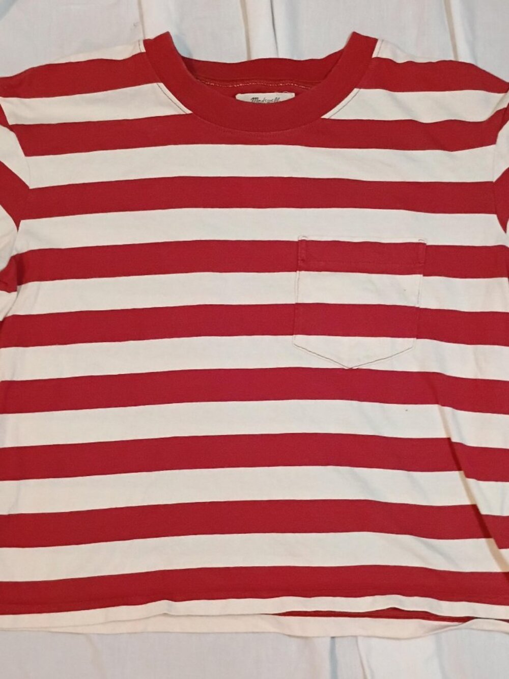 Madewell/Top/Womens XS/Red White Stripe/Chest Pocket Casual Coastal Preppy Cotto
